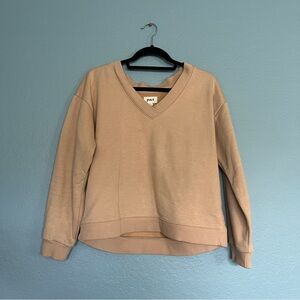 Pact Courtside Light Tan V-Neck Sweater
